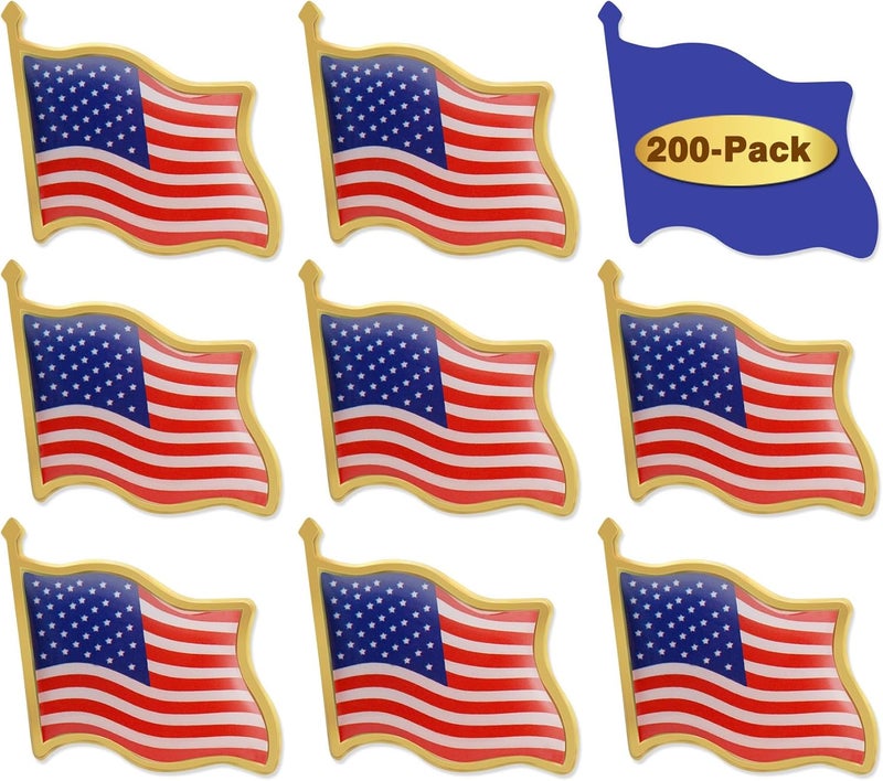 MIDLE Store 50/100/200/300Pack American Flag Lapel Pins Bulk Metal - USA United States Patriotic Souvenir Badge Pins For Memorial Veteran Day Patriotic Party - Image 1